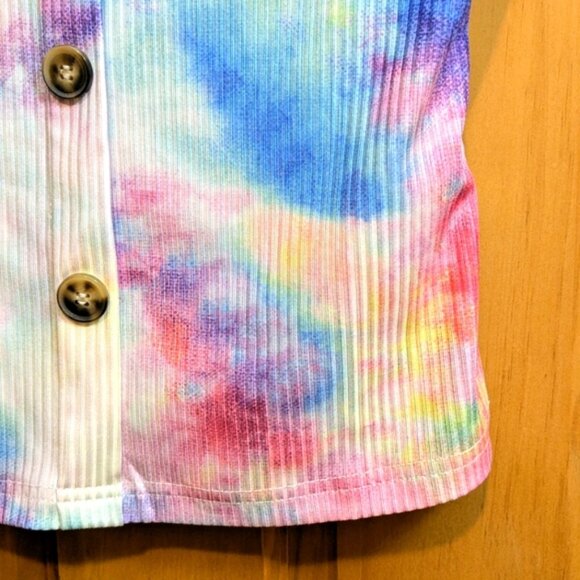 Women's SHEIN Ribbed Knit Crop Top Tank Top Pink/Blue/White Tie Dye Size Small - Picture 7 of 9